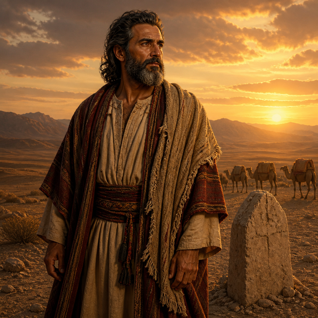 Oil-painting style portrait of Midian, Son of Abraham and the progenitor of the Midianite people
