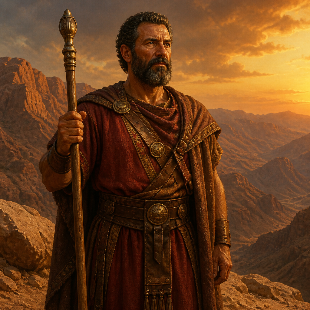 Oil-painting style portrait of Nahath, Grandson of Esau, Chief of the Edomites and grandson of Esau