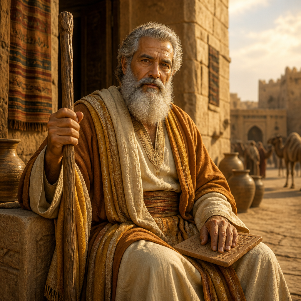 Oil-painting style portrait of Nahor, Brother of Abraham, Brother of Abraham who stayed in Mesopotamia and fathered twelve sons
