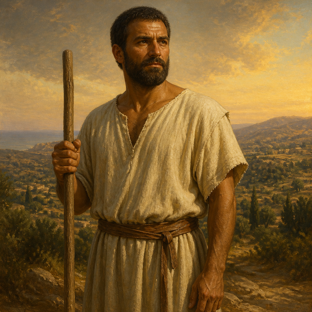 Oil-painting style portrait of Pasach, Patriarch of the tribe of Asher and the firstborn son of Japhlet