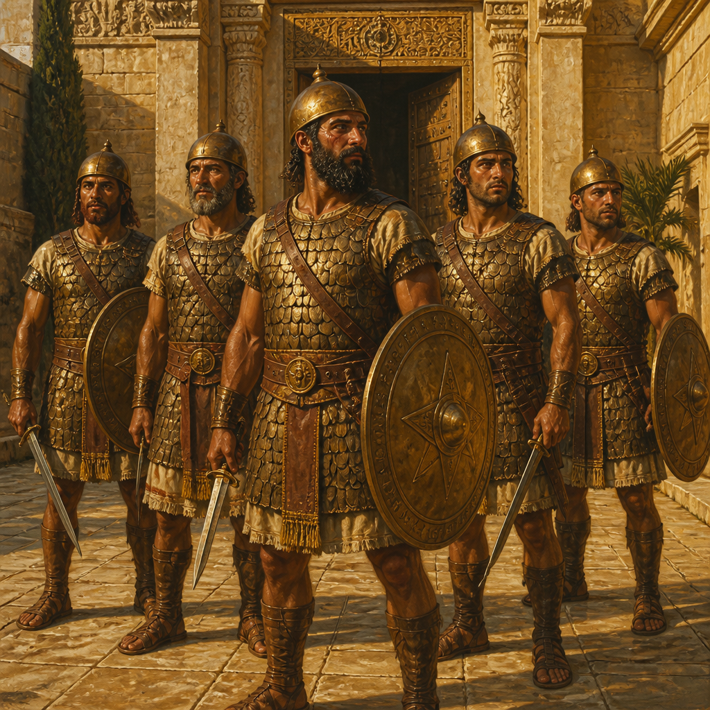 Oil-painting style scene of Pelethites, figures from the Bible