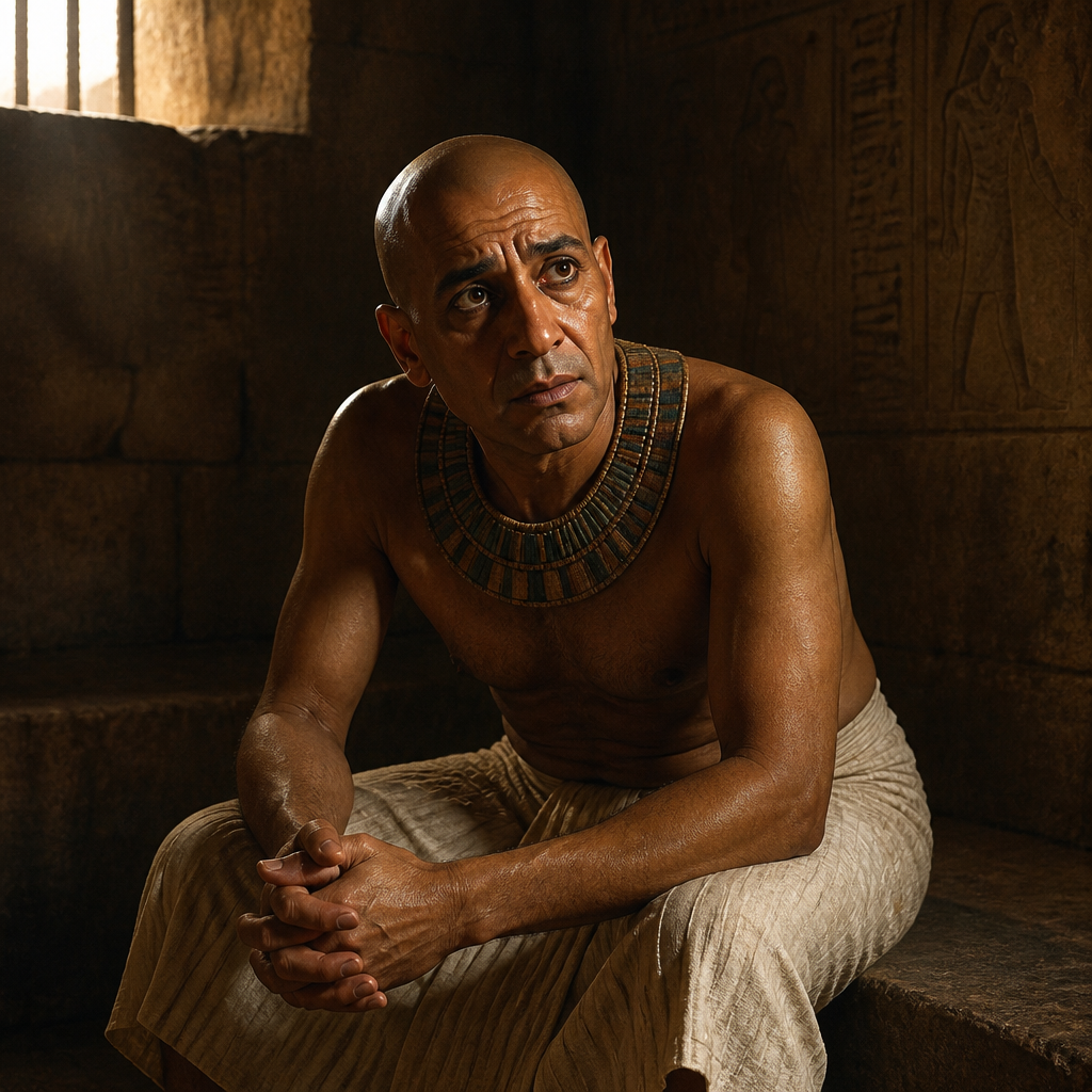 Oil-painting style portrait of Pharaoh's Chief Cupbearer, Official whose dream Joseph interpreted in prison and who later recommended Joseph to Pharaoh