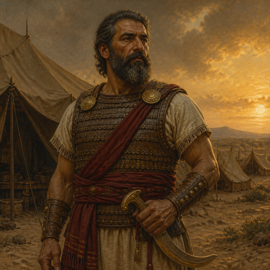 Oil-painting style portrait of Phicol, Military commander of King Abimelech who witnessed the covenants with Abraham and Isaac