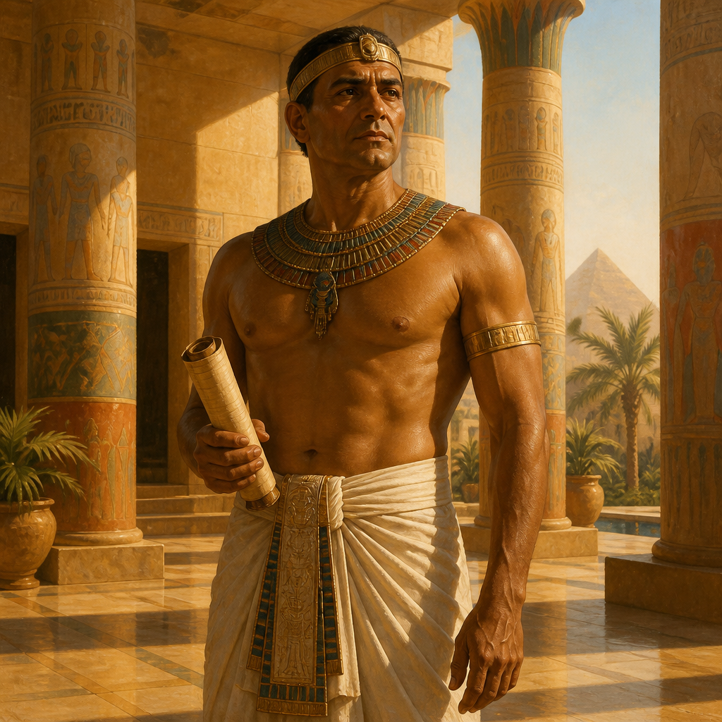 Oil-painting style portrait of Potiphar, Egyptian officer who purchased Joseph from the Ishmaelites