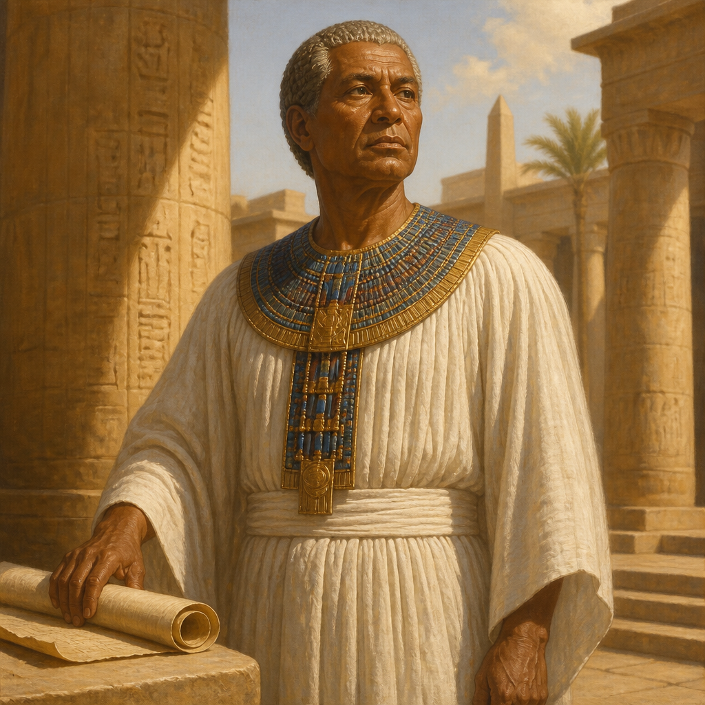 Oil-painting style portrait of Potiphera, Egyptian priest of On and the father of Joseph's wife Asenath