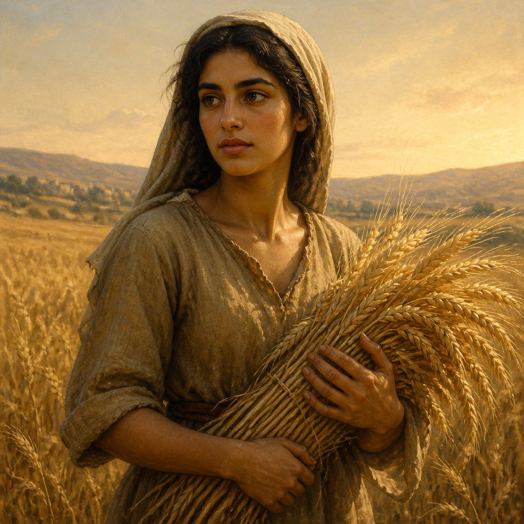 Oil-painting style portrait of Ruth, Moabite widow who became a matriarch in the lineage of King David and Jesus Christ