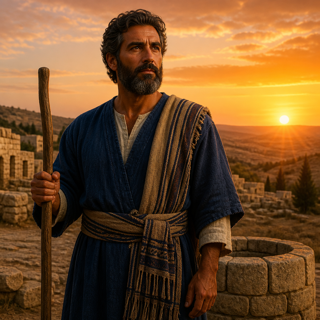 Oil-painting style portrait of Salmon, Patriarch of the tribe of Judah and husband of Rahab who appears in the genealogy of Jesus
