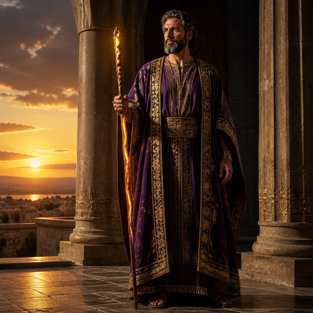 Oil-painting style portrait of Shiloh, Promised figure in Jacob's blessing who will receive the scepter of Judah and the allegiance of nations