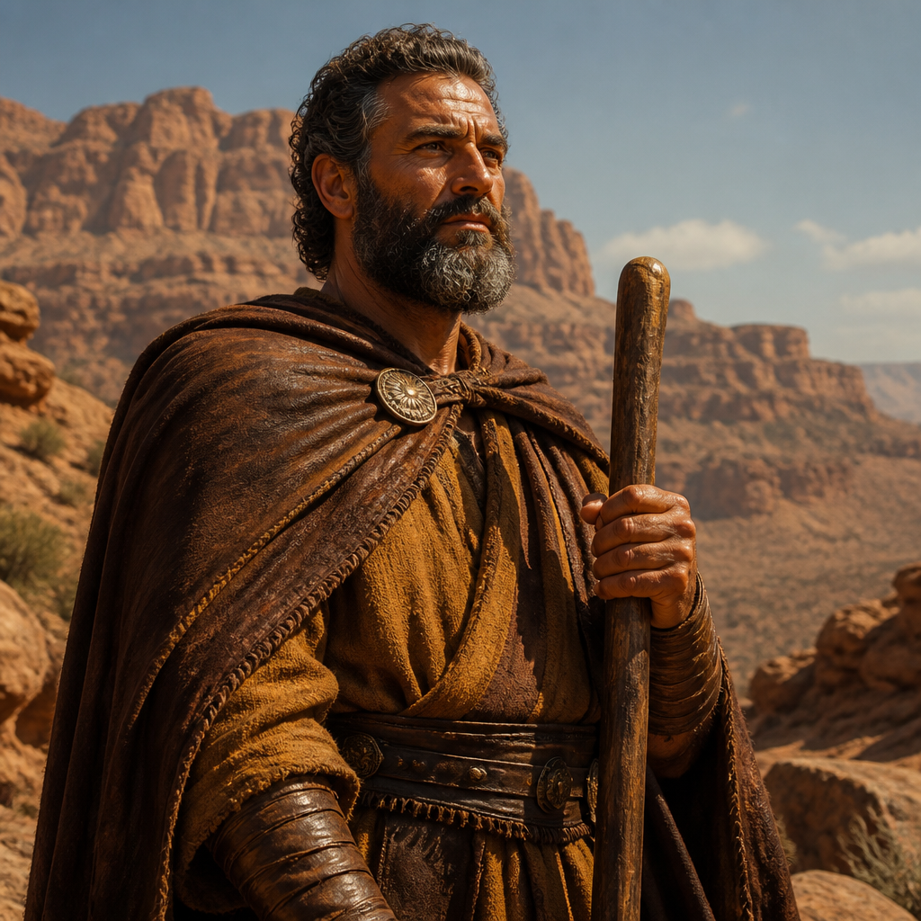 Oil-painting style portrait of Teman, Grandson of Esau and chief of the Edomites whose name became synonymous with a region of wisdom