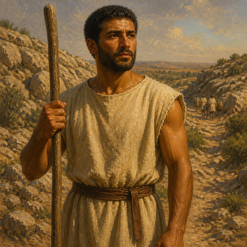 Oil-painting style portrait of Uzza, Son of Gera, Benjamite descendant of Gera mentioned in the tribal genealogies