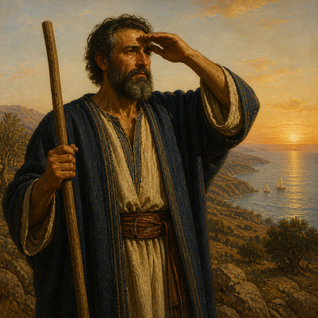 Oil-painting style portrait of Zebulun, Tenth son of Jacob and founder of the tribe associated with maritime commerce and the region of Galilee