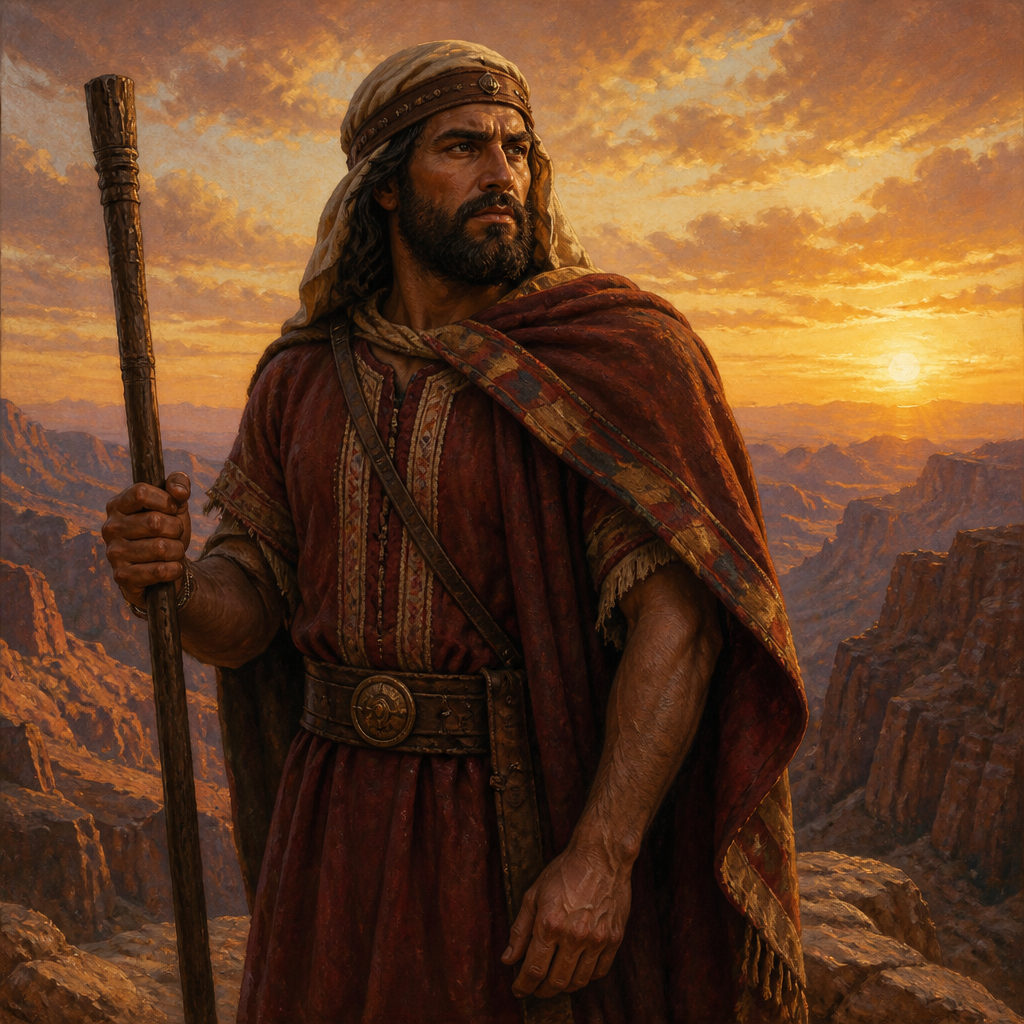 Oil-painting style portrait of Zepho, Chief of the sons of Eliphaz in the land of Edom