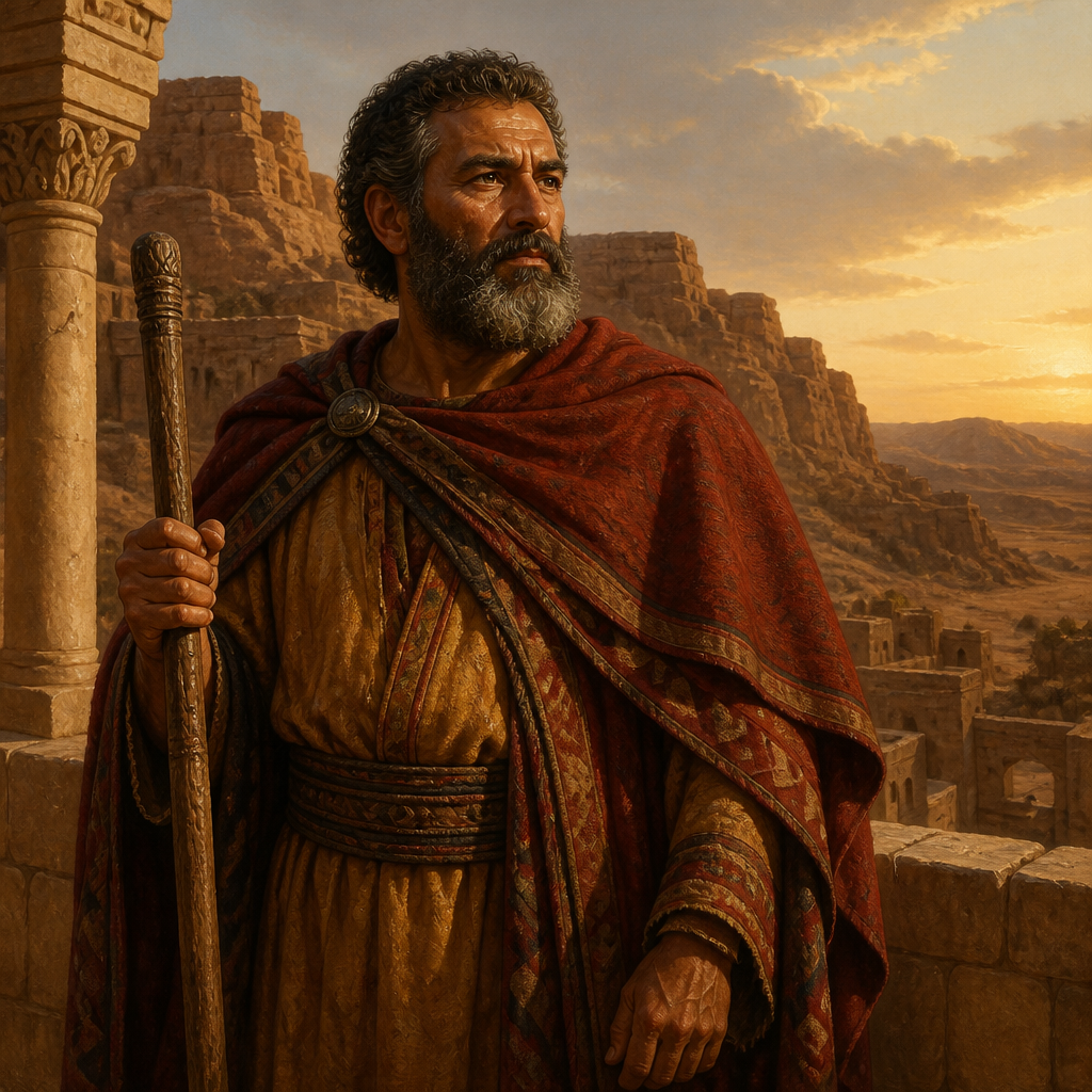 Oil-painting style portrait of Zerah, Father of Jobab, Patriarch from Bozrah and father of King Jobab of Edom