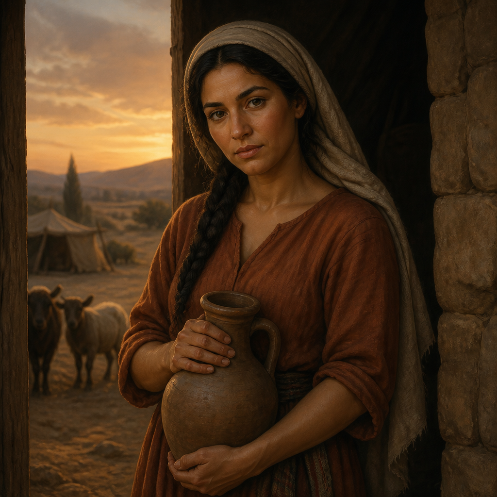 Oil-painting style portrait of Zilpah, Mother of Gad and Asher and wife of the patriarch Jacob