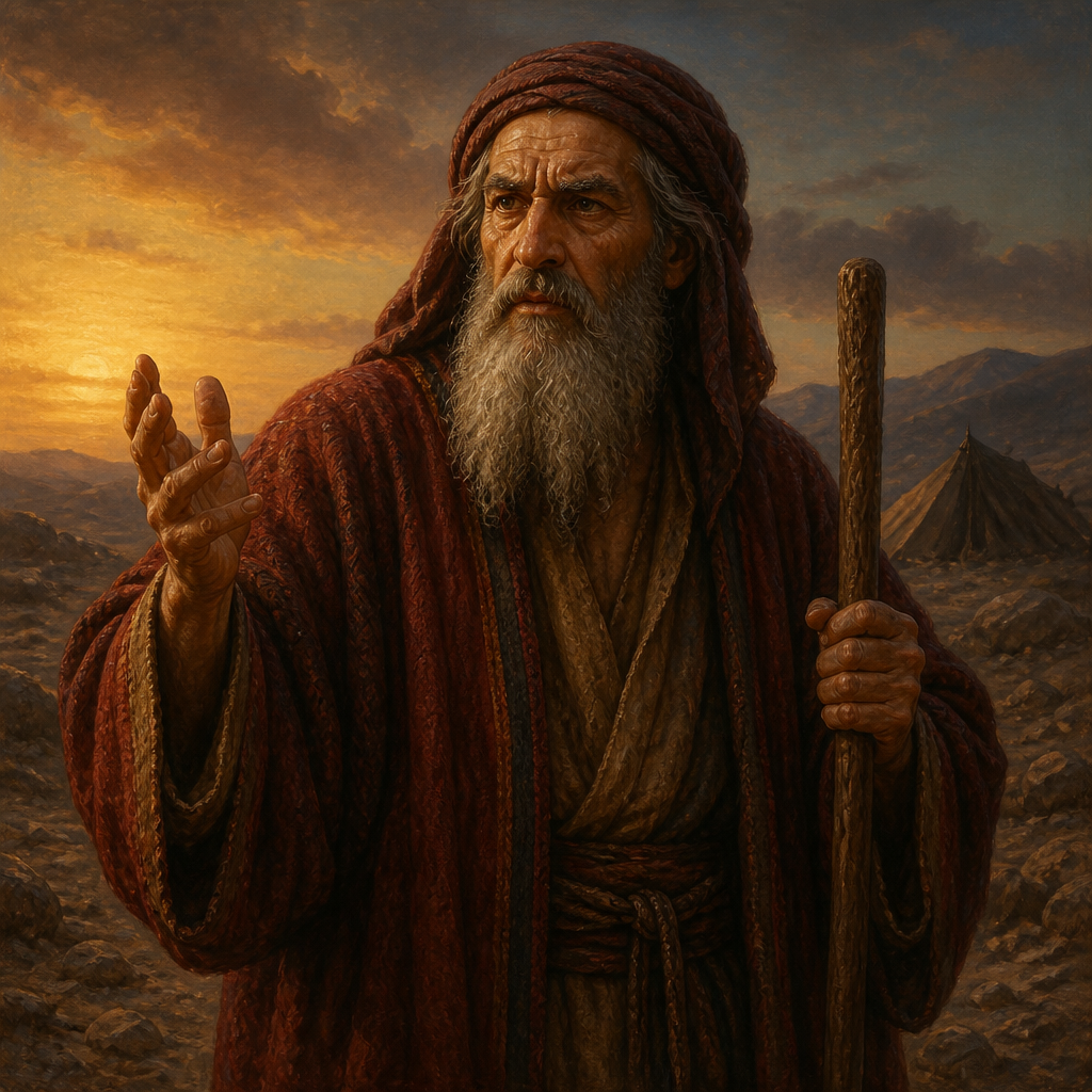 Oil-painting style portrait of Zophar, Friend of Job who argued that Job's suffering was a result of sin