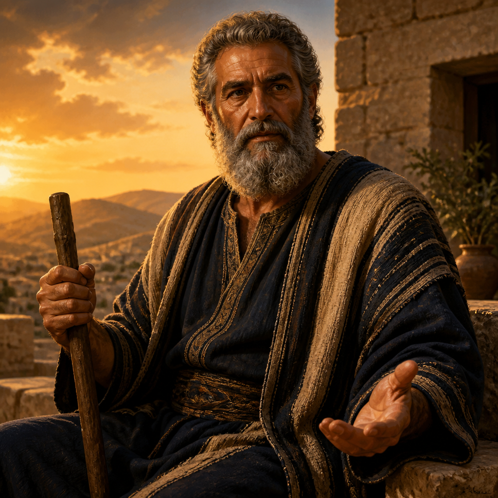 Oil-painting style portrait of Abiel, Patriarch of the Tribe of Benjamin and grandfather of King Saul