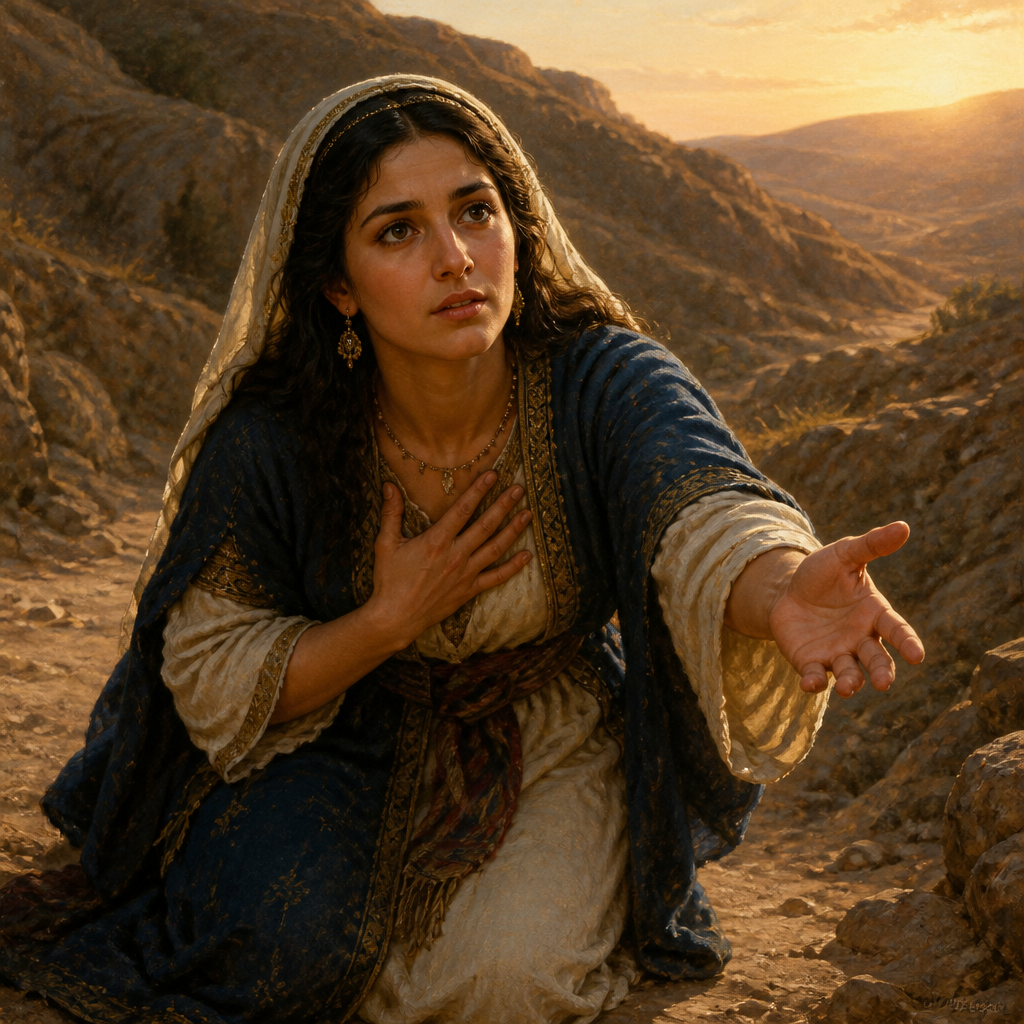 Oil-painting style portrait of Abigail, Wife of David, Wise and beautiful wife of David who prevented him from slaughtering Nabal's household