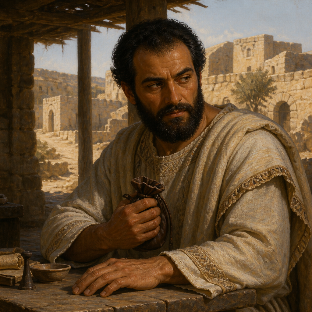 Oil-painting style portrait of Abijah, Son of Samuel, Son of Samuel whose corruption led Israel to demand a king
