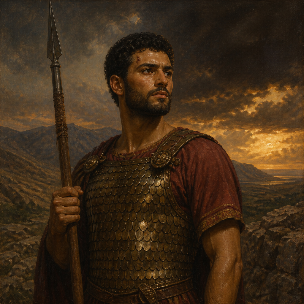 Oil-painting style portrait of Abinadab, Son of King Saul, Son of King Saul who died at the Battle of Mount Gilboa