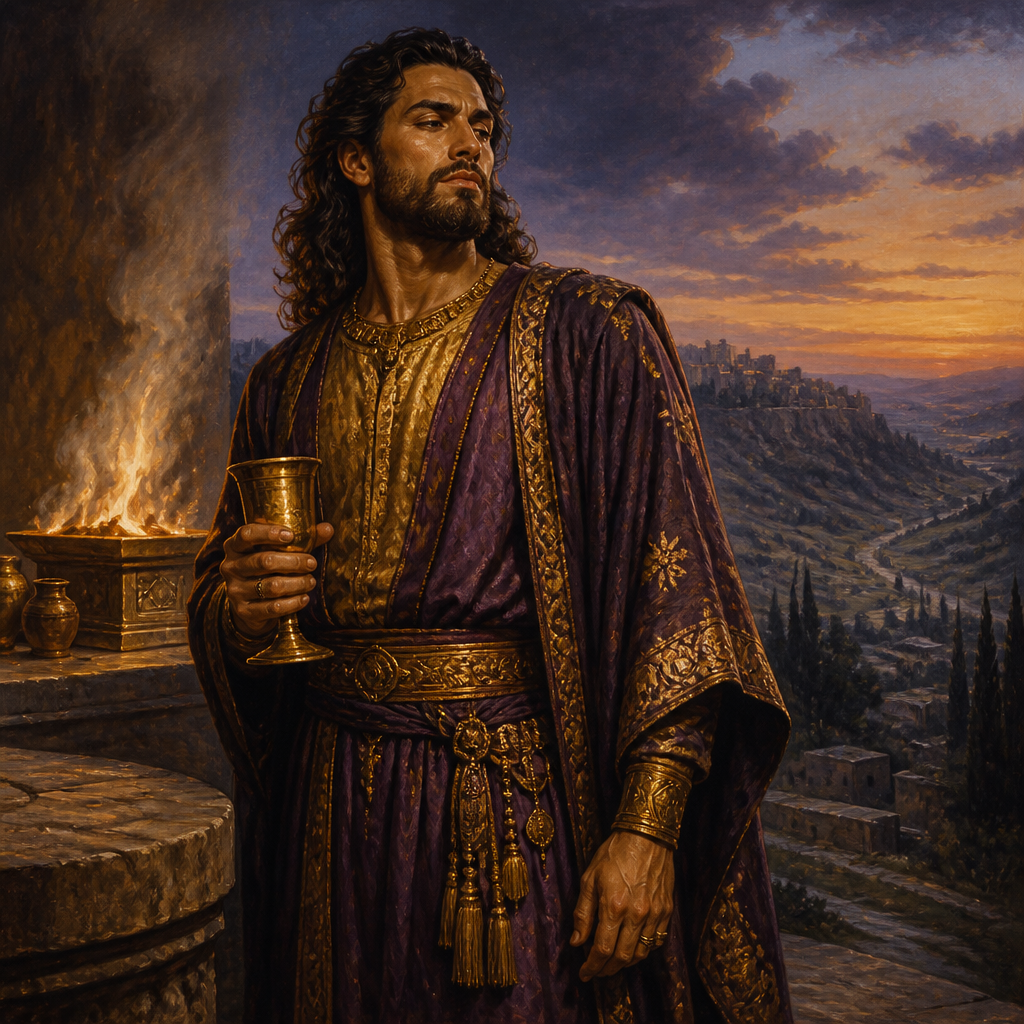 Oil-painting style portrait of Adonijah, Son of David, Prince who attempted to usurp the throne of King David before Solomon's coronation
