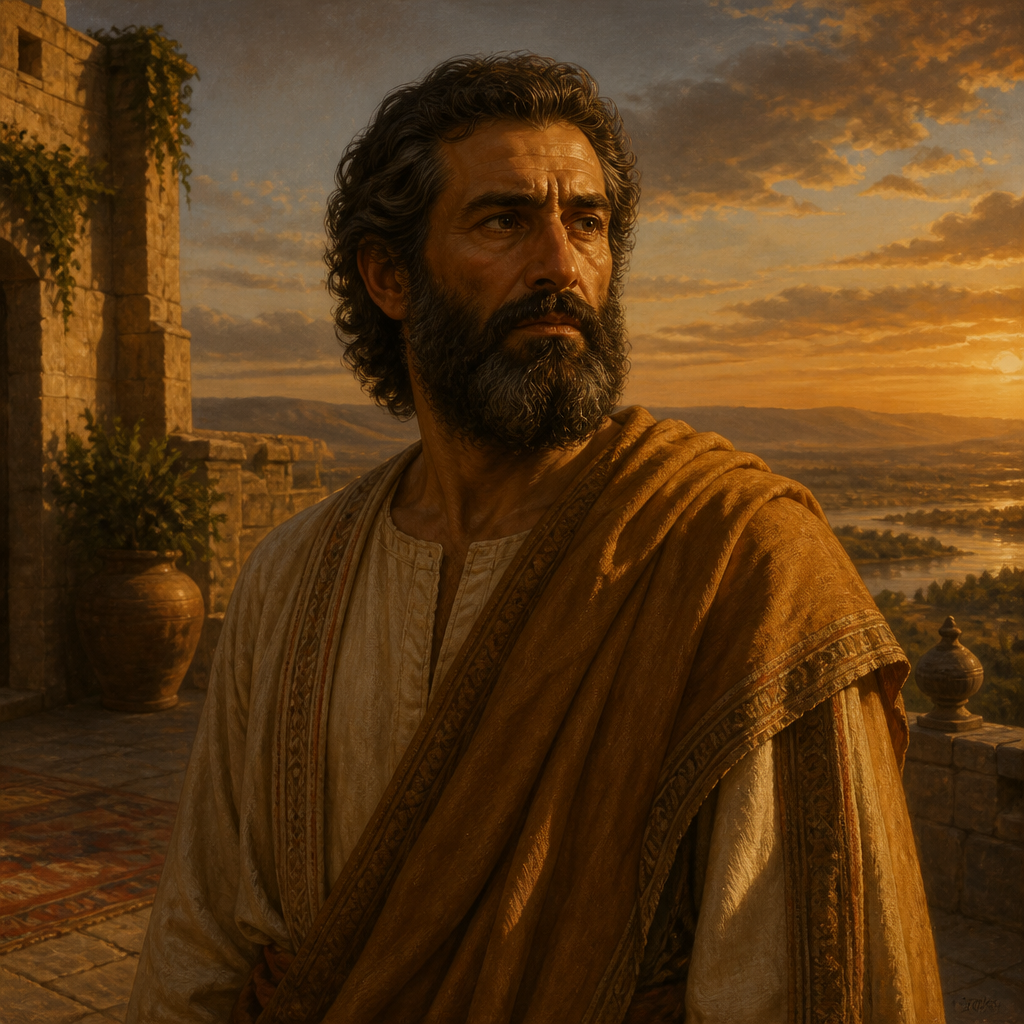 Oil-painting style portrait of Adriel, Son-in-law of King Saul whose five sons were executed to atone for Saul's crimes