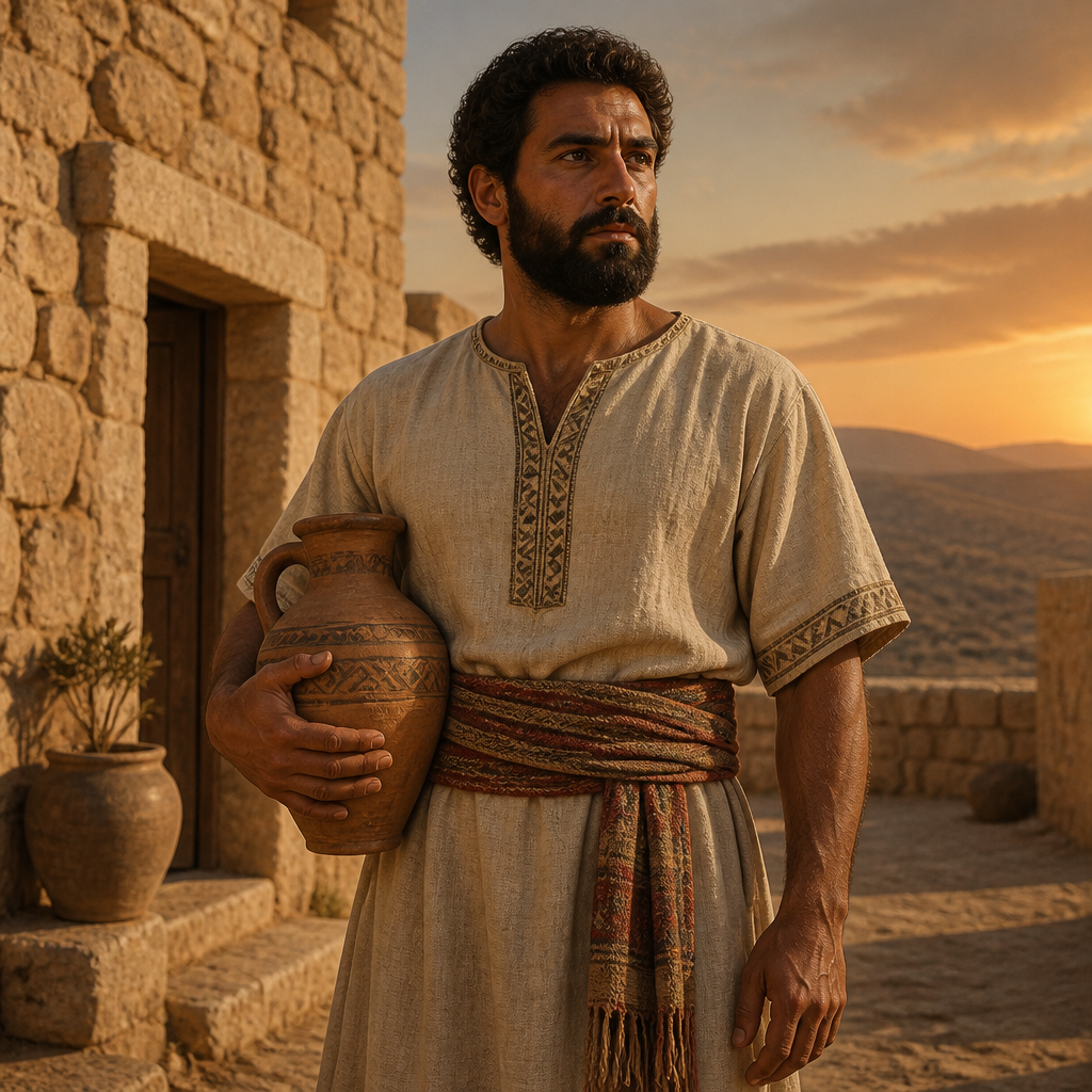 Oil-painting style portrait of Ahijah, Son of Jerahmeel, Son of Jerahmeel mentioned in the genealogies of Judah
