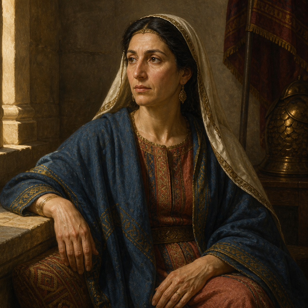 Oil-painting style portrait of Ahinoam, Wife of Saul, Wife of King Saul and mother of Jonathan