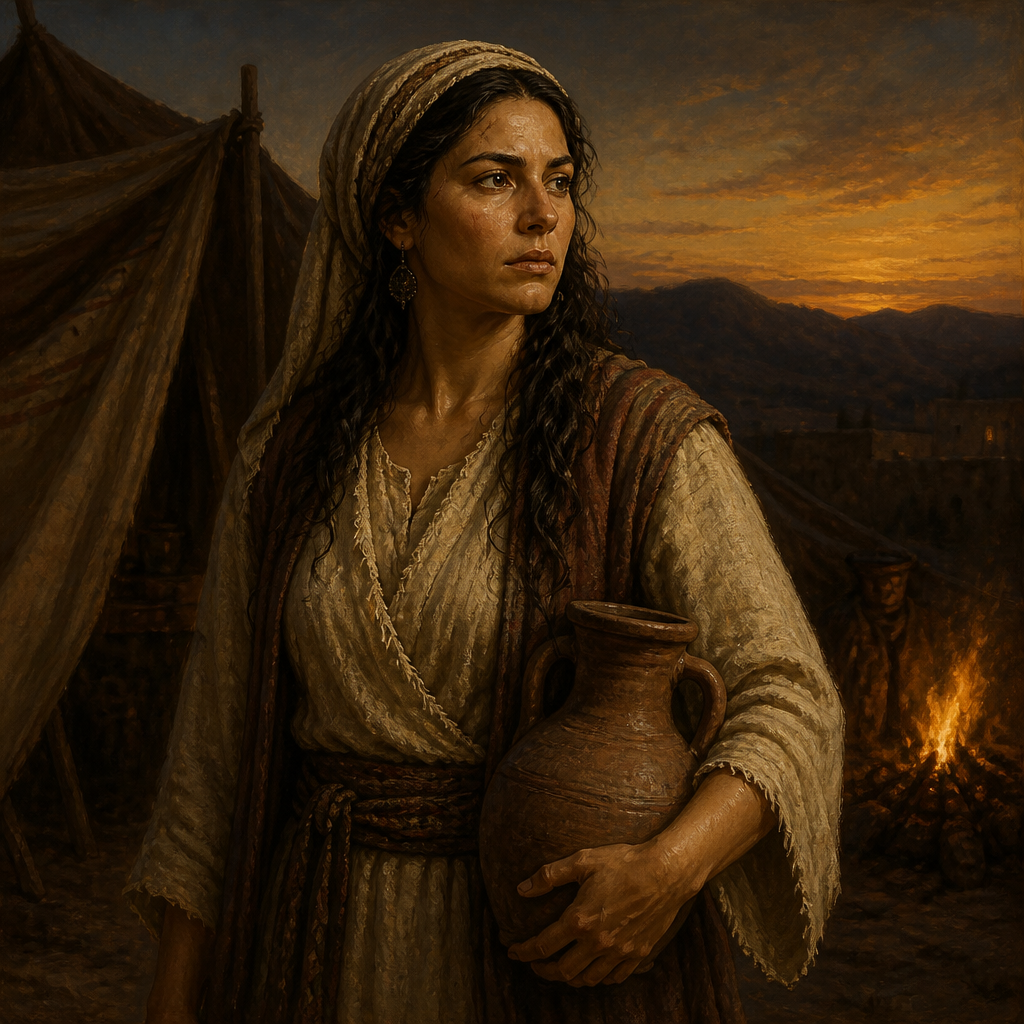 Oil-painting style portrait of Ahinoam of Jezreel, Wife of David, Wife of King David and mother of his firstborn son Amnon