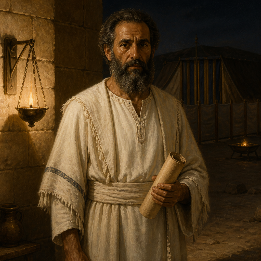 Oil-painting style portrait of Ahitub, Son of Phinehas, Grandson of Eli and father of Ahimelech the High Priest of Nob