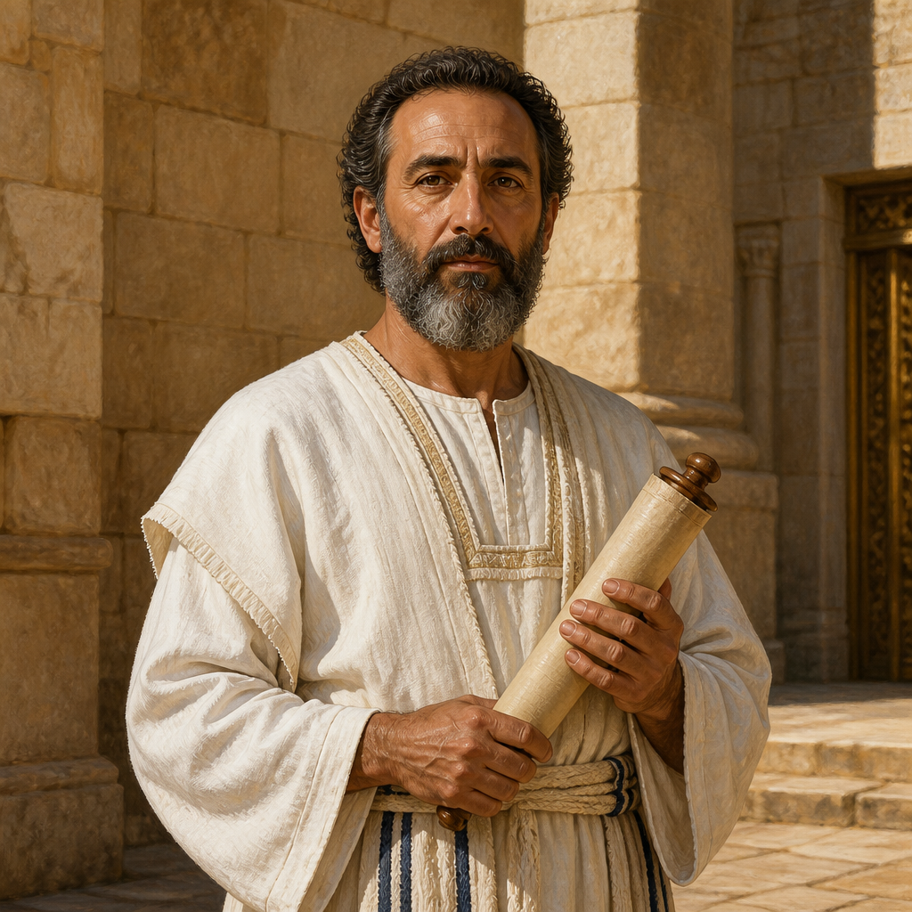 Oil-painting style portrait of Amariah, Priest of the United Monarchy, Priest of the line of Eleazar who was the father of Ahitub and grandfather of Zadok