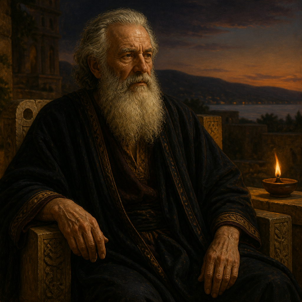 Oil-painting style portrait of Ammihud, Father of Talmai, Father of King Talmai of Geshur and ancestor of Absalom