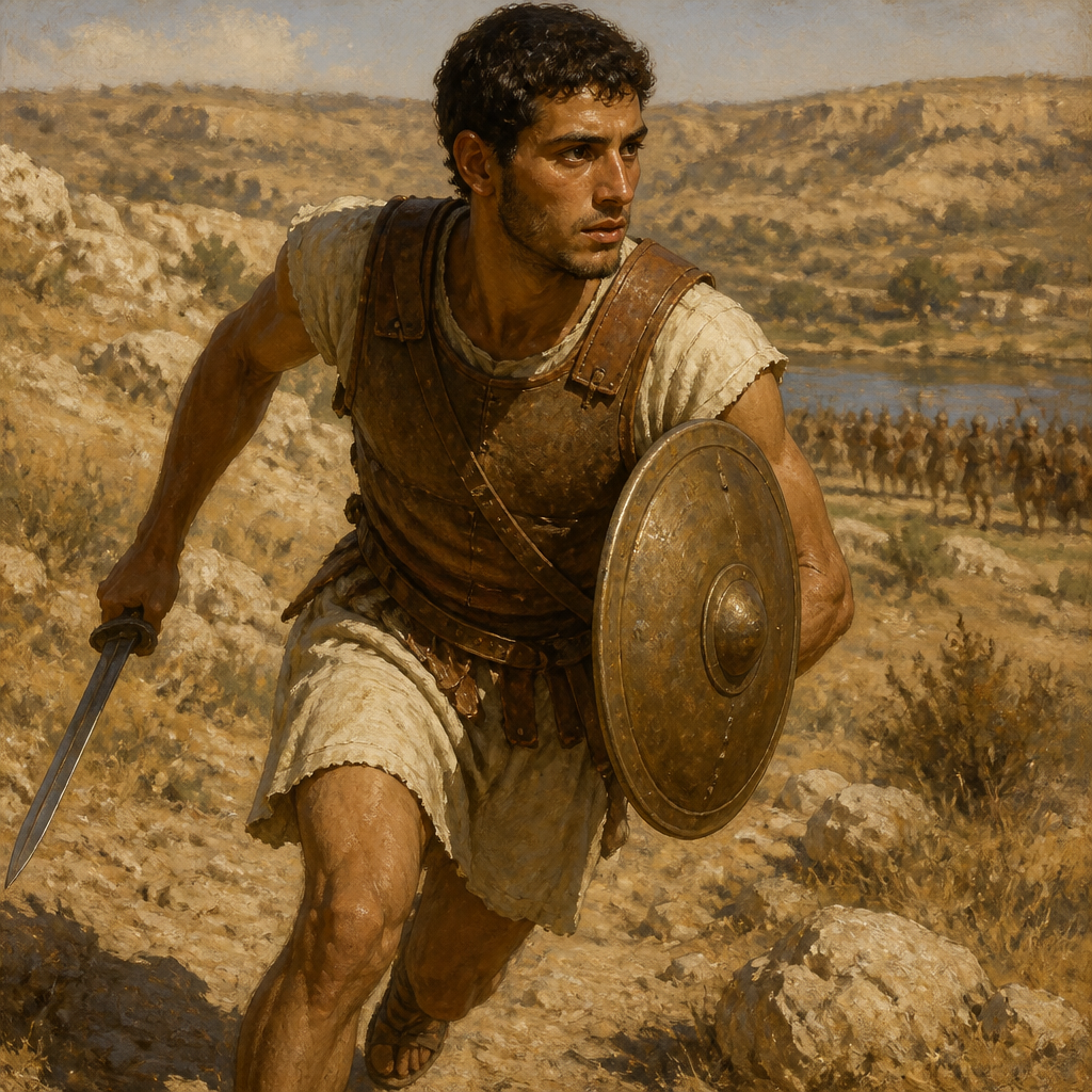 Oil-painting style portrait of Asahel, Brother of Joab, Nephew of David and one of 'The Thirty' known for his incredible speed