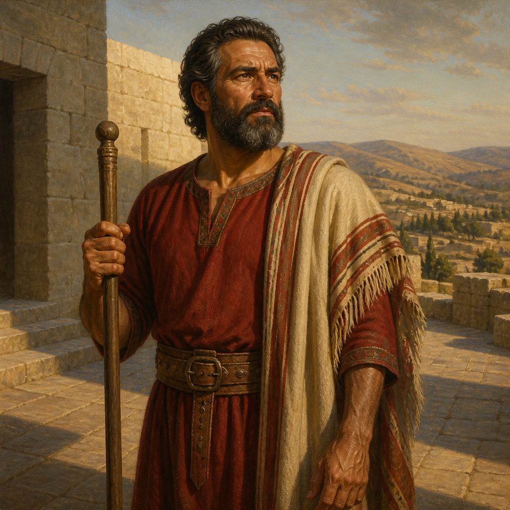 Oil-painting style portrait of Baal, Benjaminite of the United Monarchy, Benjaminite son of Jeiel and uncle of King Saul
