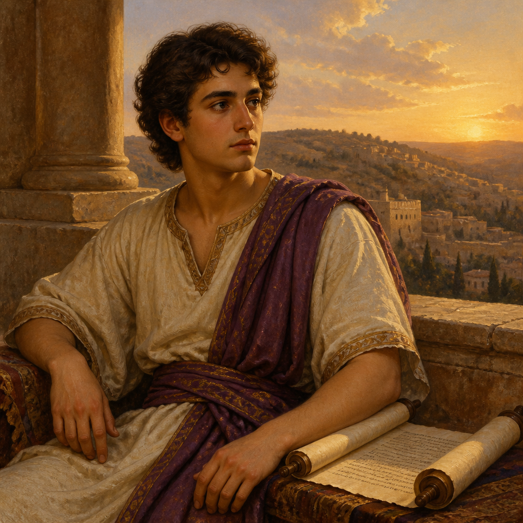 Oil-painting style portrait of Chileab, Second son of King David and Abigail