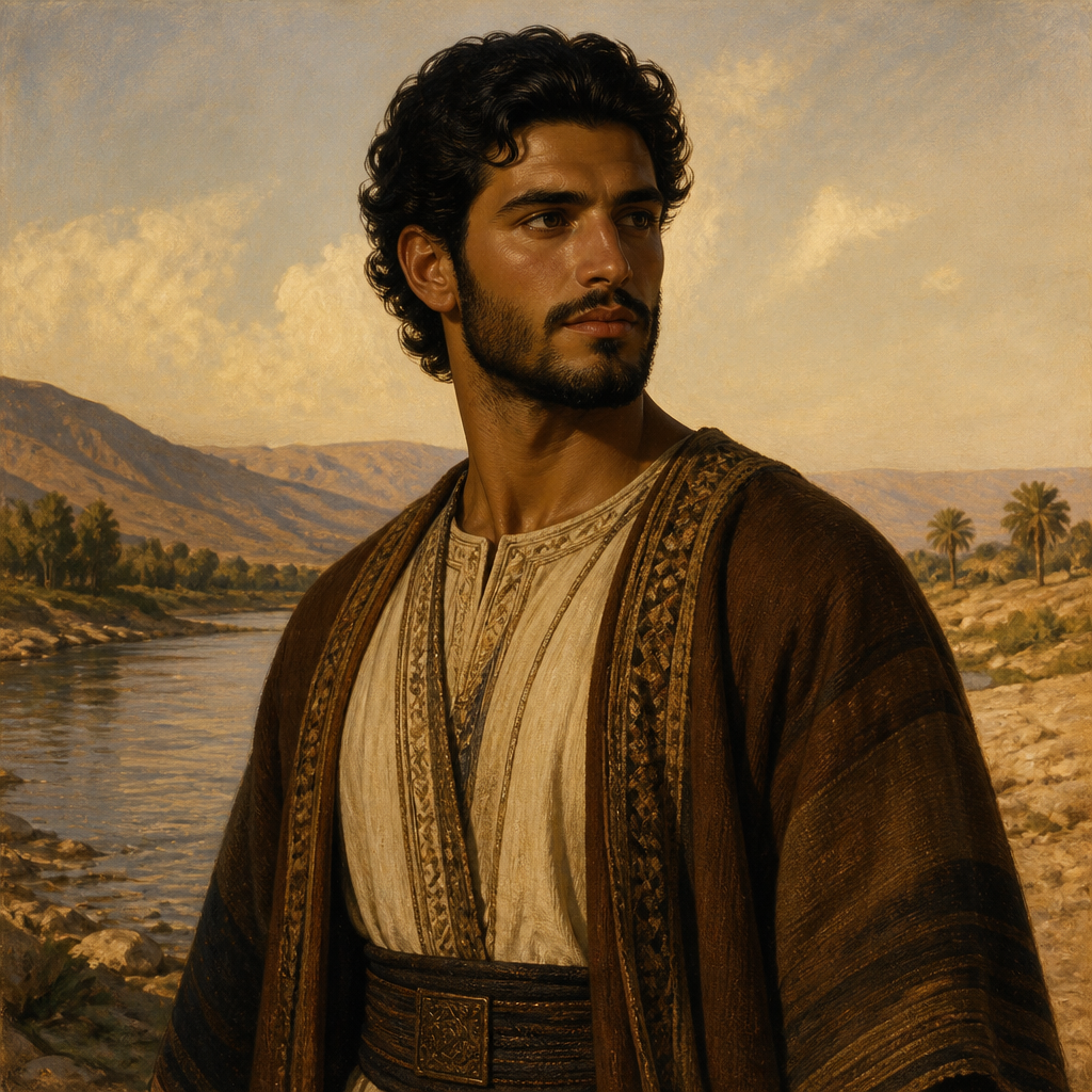 Oil-painting style portrait of Chimham, Man who joined King David's court as a surrogate for Barzillai