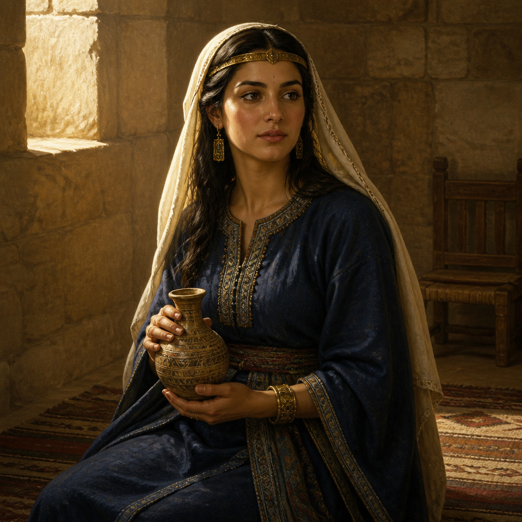 Oil-painting style portrait of Eglah, Wife of King David and mother of his son Ithream