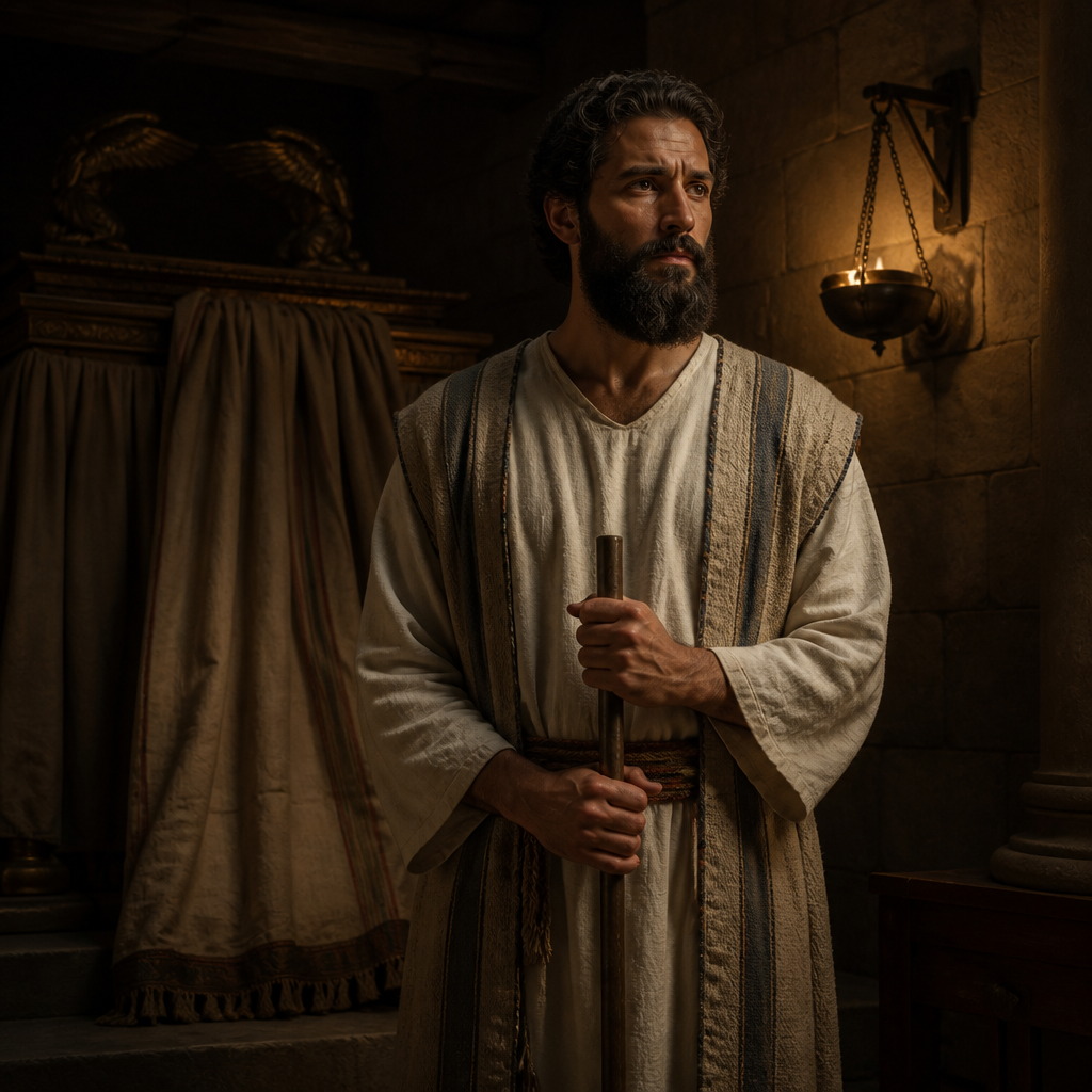 Oil-painting style portrait of Eleazar, Son of Abinadab, Guardian of the Ark of the Covenant during its stay at Kiriath-jearim