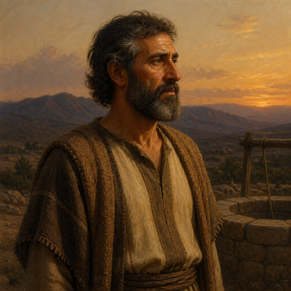 Oil-painting style portrait of Eliada, Father of Rezon, father of Rezon the adversary of Solomon