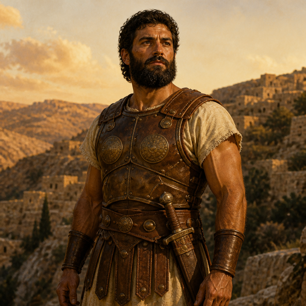 Oil-painting style portrait of Eliam, Son of Ahithophel, member of David’s elite warriors known as The Thirty