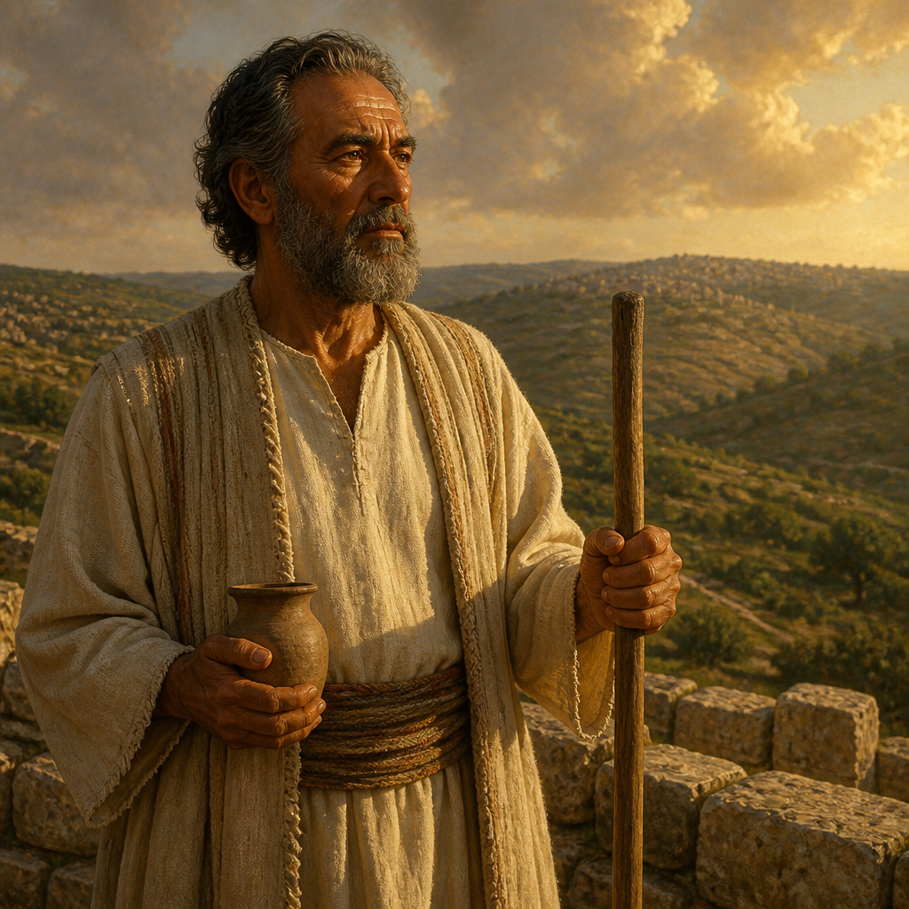 Oil-painting style portrait of Elihu, Great-grandfather of Samuel, Levite ancestor of the prophet Samuel residing in the hill country of Ephraim