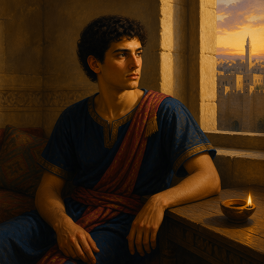 Oil-painting style portrait of Eliphelet, Son of David, son of King David born in Jerusalem