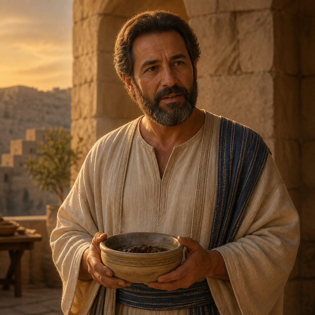 Oil-painting style portrait of Elkanah, Father of Samuel, Father of the prophet Samuel who lived during the United Monarchy