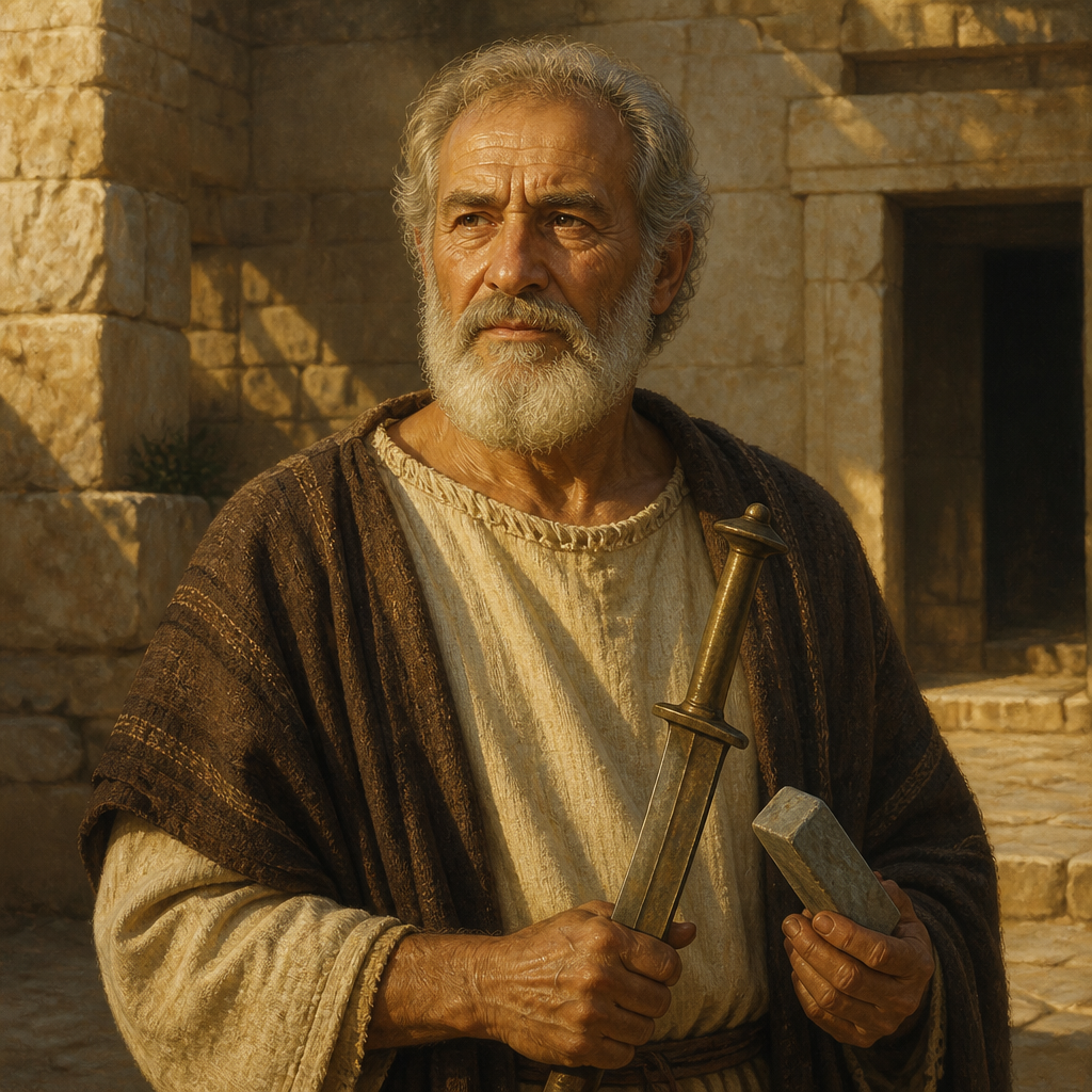 Oil-painting style portrait of Father of Nathan, Father of the warriors Joel and Nathan of Zobah