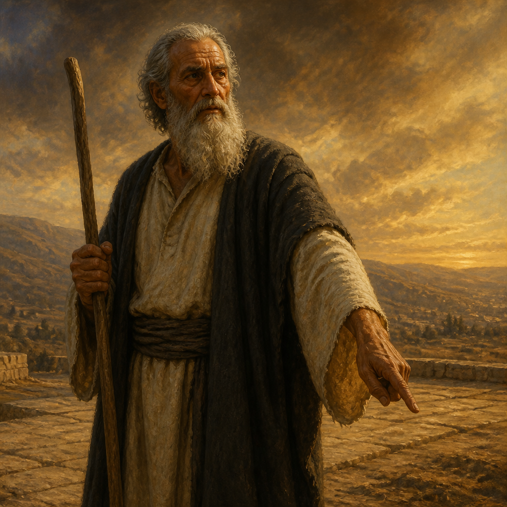 Oil-painting style portrait of Gad, David's Seer, Prophet and seer who advised King David and designated the site for the Temple