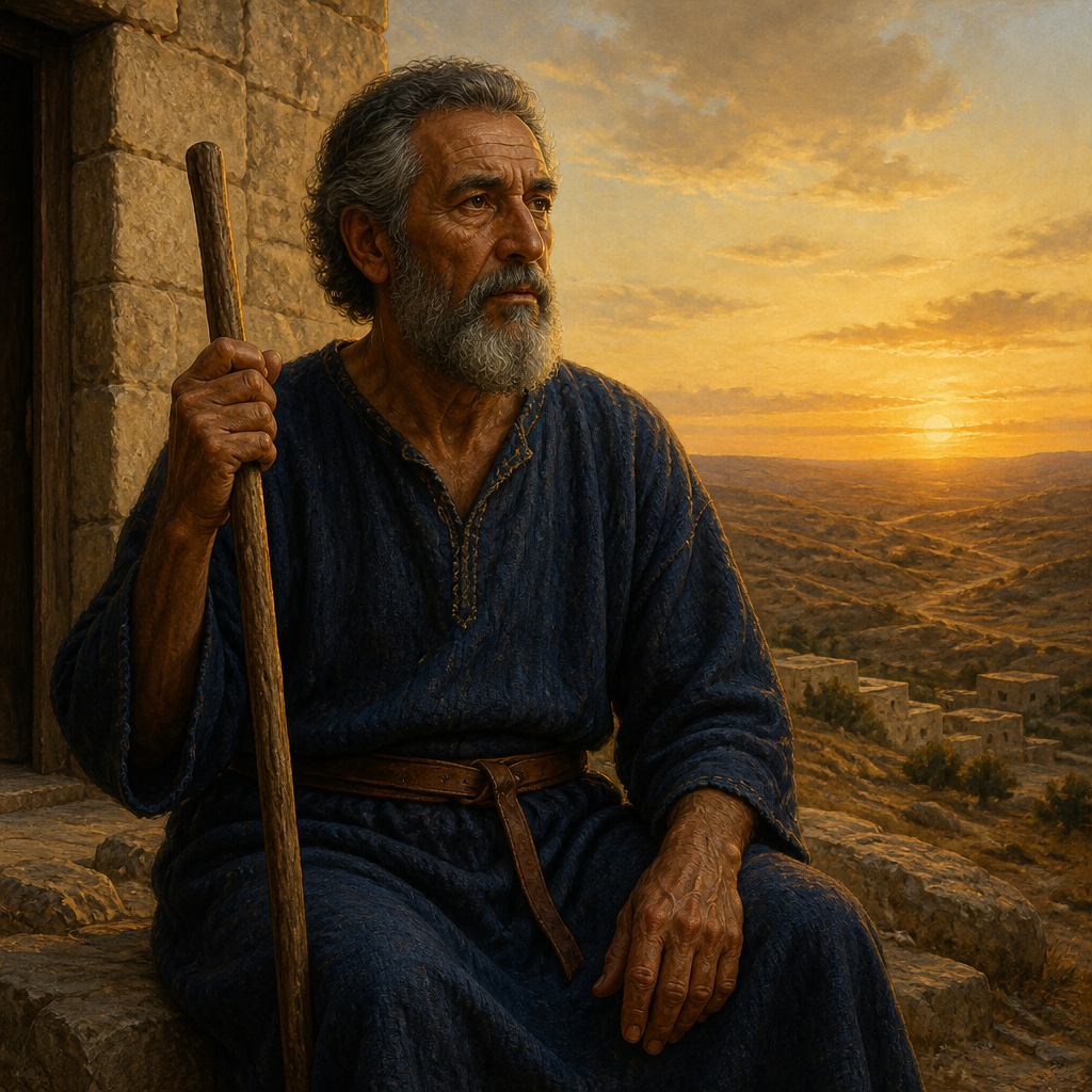 Oil-painting style portrait of Gera, Father of Shimei, father of Shimei who cursed King David
