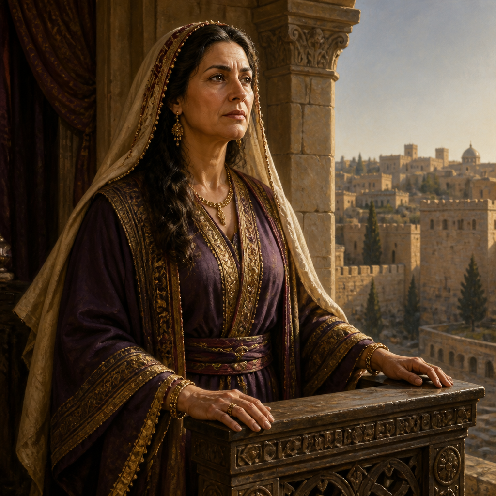Oil-painting style portrait of Haggith, Mother of Adonijah and wife of King David