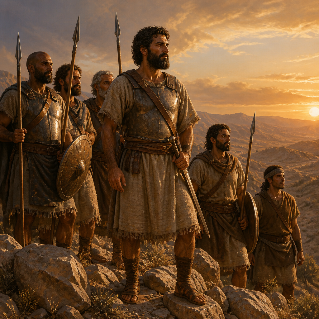 Oil-painting style scene of Hezro, figures from the Bible