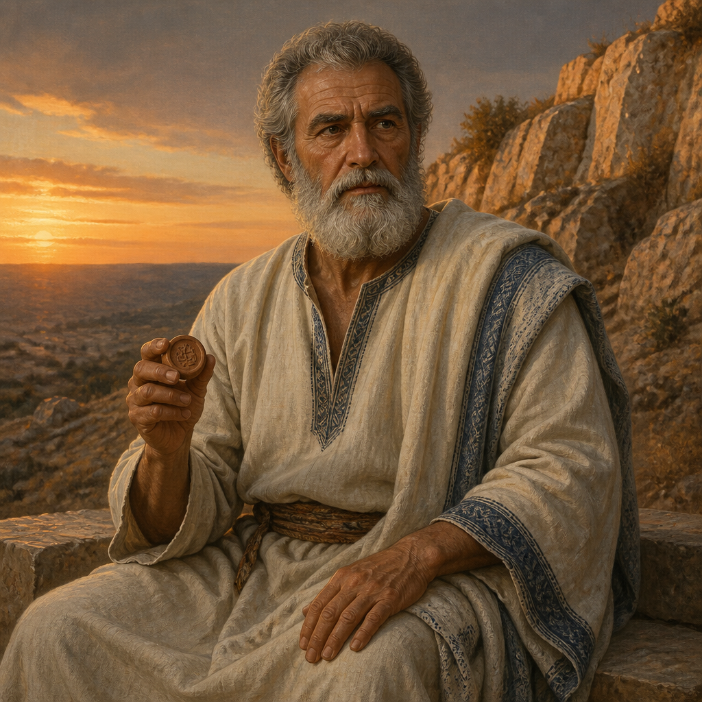 Oil-painting style portrait of Hur, Father of Solomon's Deputy, Patriarch whose son was one of Solomon's twelve governors