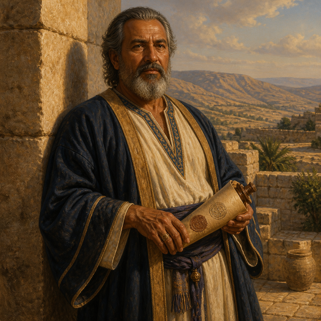 Oil-painting style portrait of Iddo, Father of Ahinadab, father of Ahinadab, one of Solomon's twelve district governors