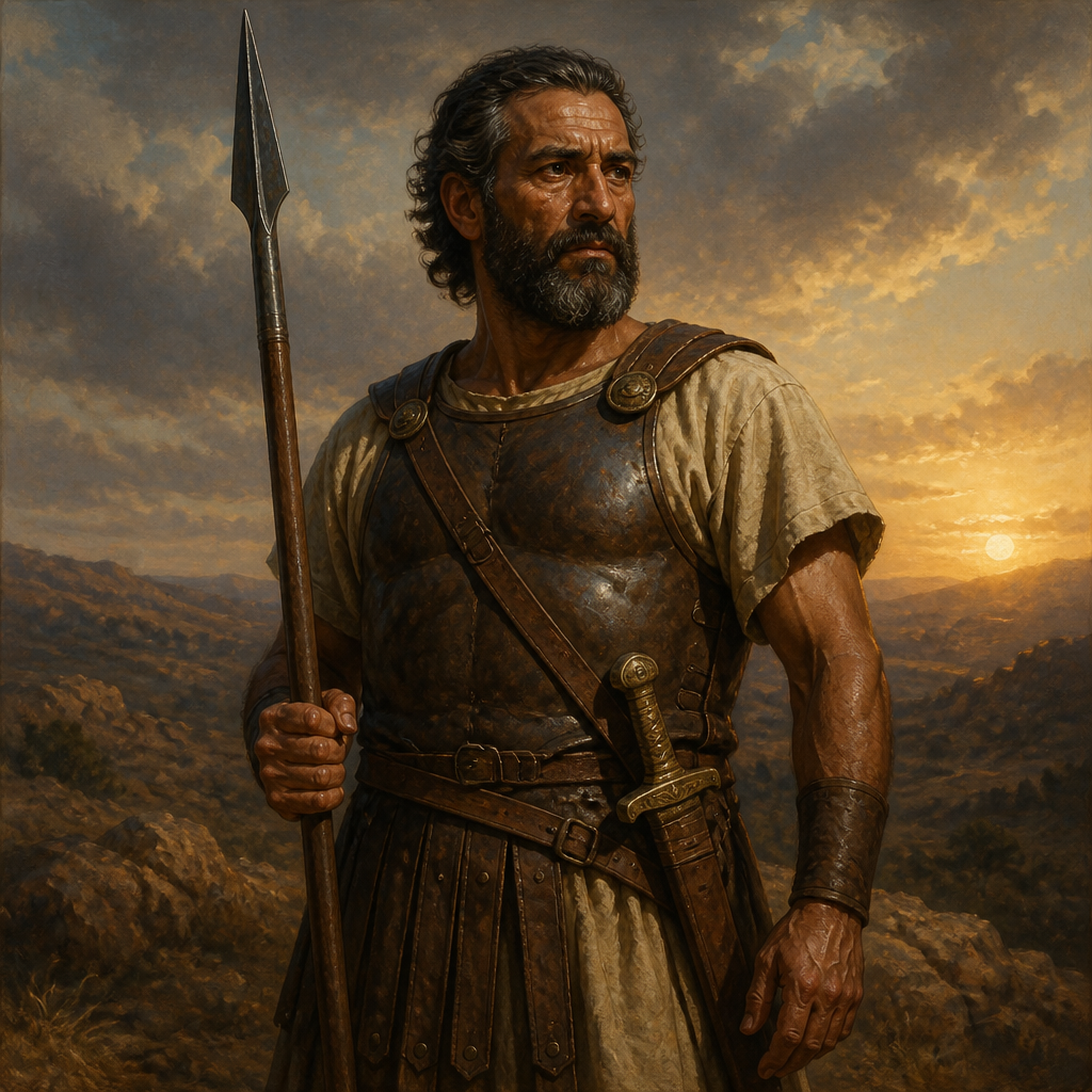 Oil-painting style portrait of Igal, Son of Nathan of Zobah, Elite warrior of King David's 'Thirty' who originated from Zobah